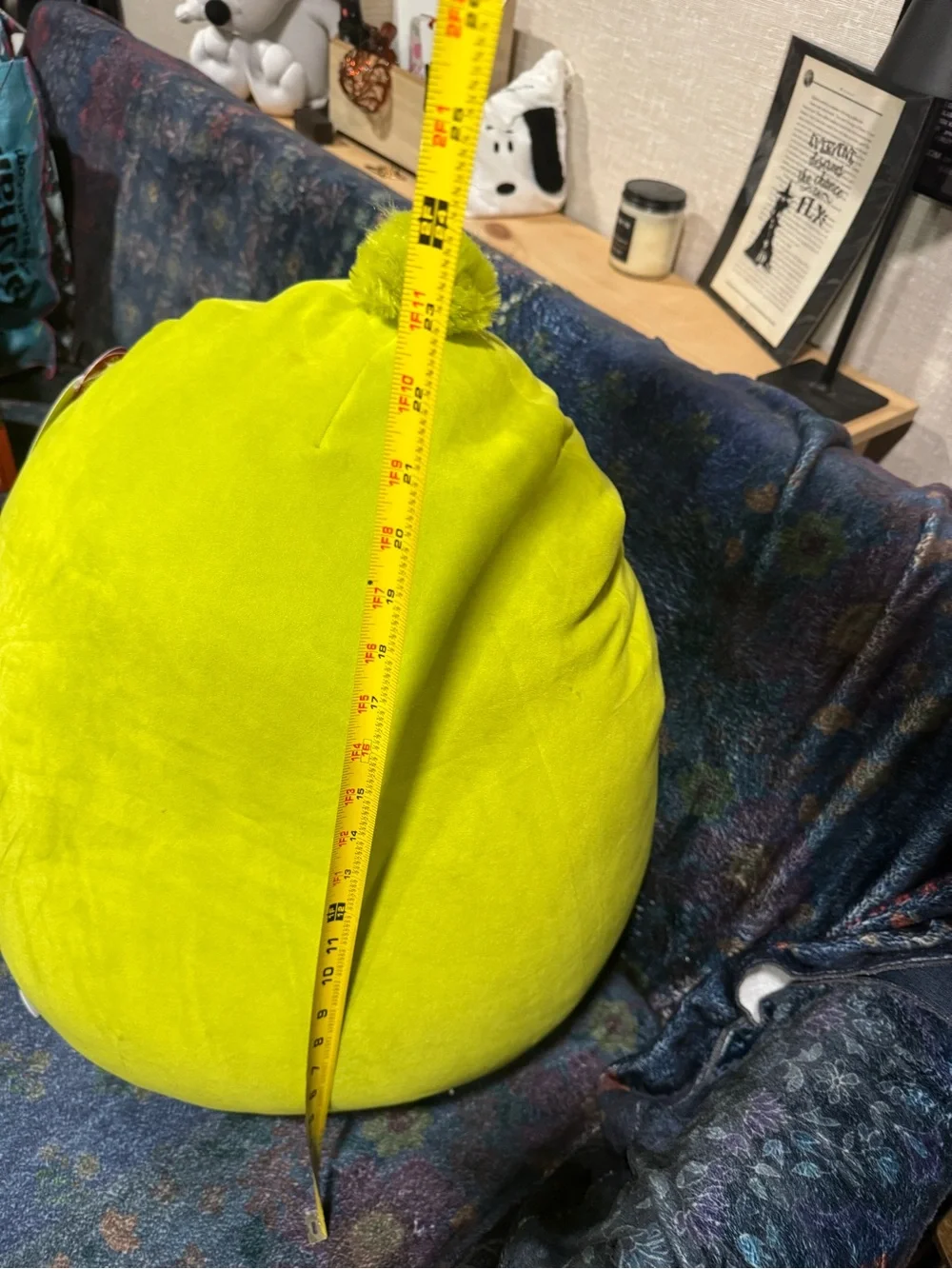 Squishmallows Green Grinch Plush Pillow with Red Heart